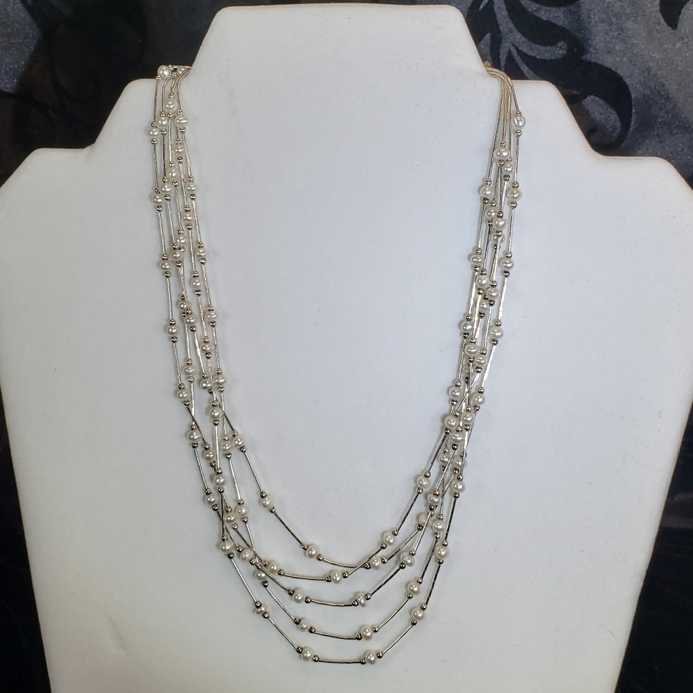 Freshwater Pearls & 925 Sterling Necklace - Picture 4 of 5